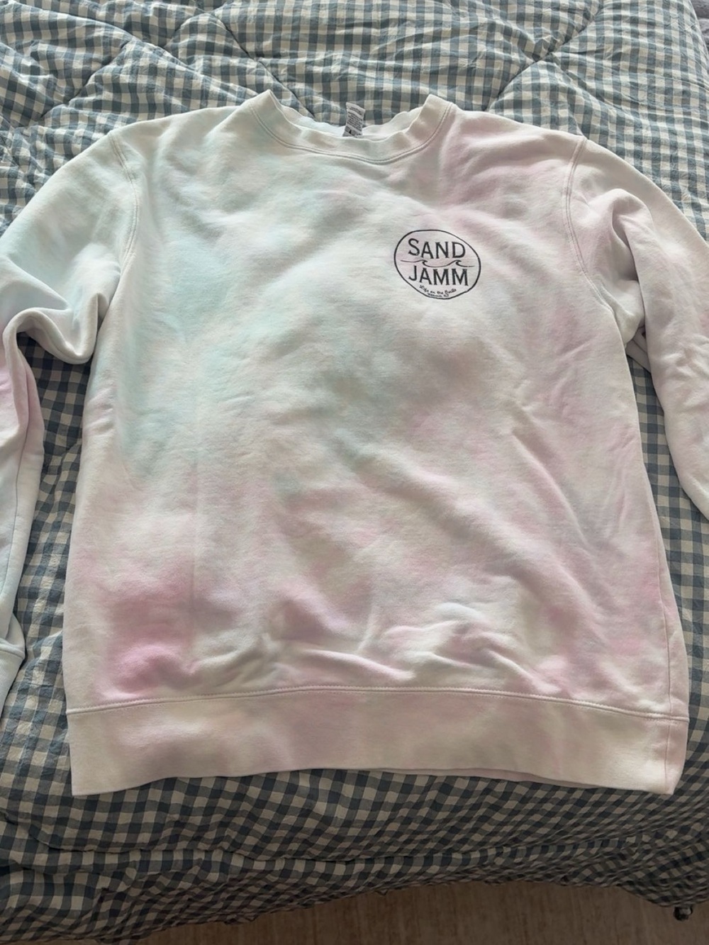 Sand Jamm Pastel Tie-Dye Crewneck Sweatshirt - White/Pink